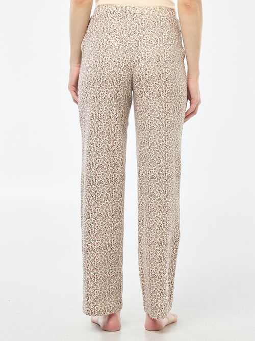 Pantalon côtelé de nuit all-over 'fleur' - Kiabi