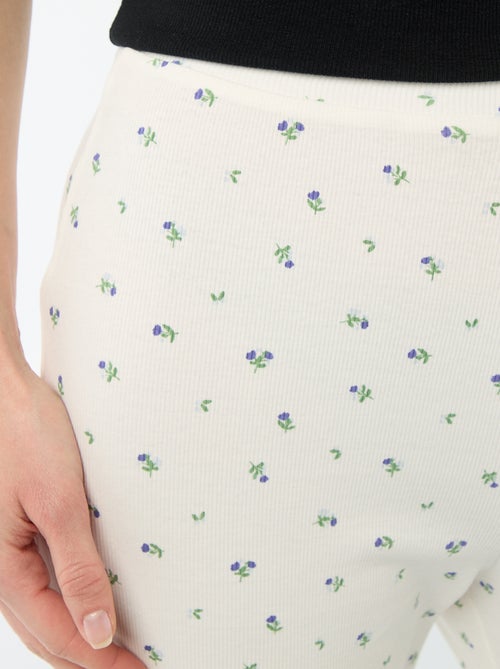 Pantalon côtelé de nuit all-over 'fleur' - Kiabi