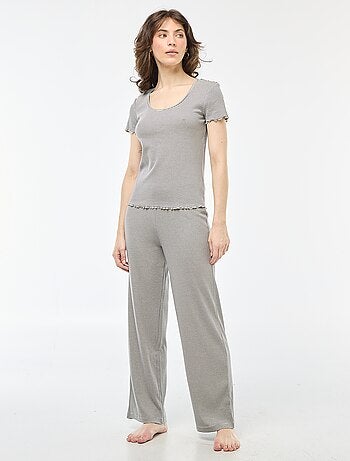 Pantalon côtelé de nuit all-over 'fleur'