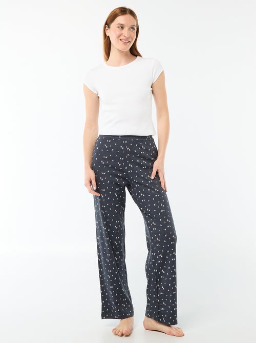 Pantalon côtelé de nuit all-over 'fleur' - Kiabi