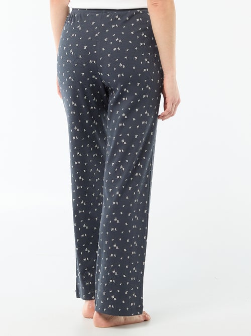 Pantalon côtelé de nuit all-over 'fleur' - Kiabi