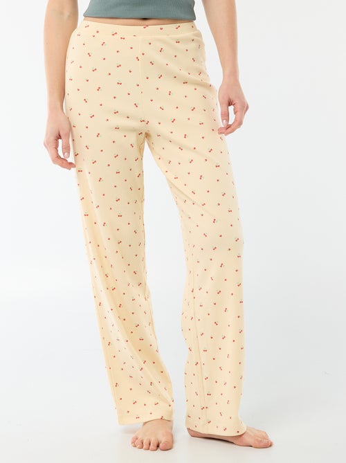Pantalon côtelé de nuit all-over 'fleur' - Kiabi