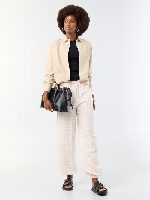 Pantalon coupe balloon uni avec 2 poches - Kiabi Pantalon coupe balloon uni avec 2 poches - Kiabi