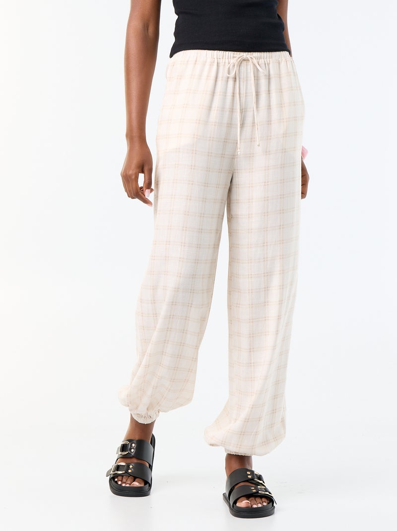 Pantalon coupe balloon uni avec 2 poches Beige - Kiabi