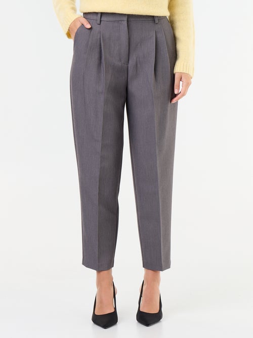 Pantalon coupe carotte taille haute - Kiabi