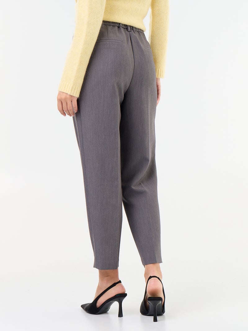 Pantalon coupe carotte taille haute Gris - Kiabi