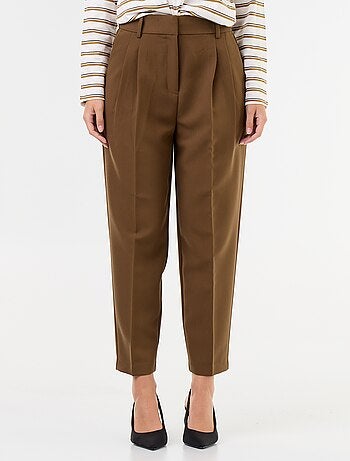 Pantalon coupe carotte taille haute