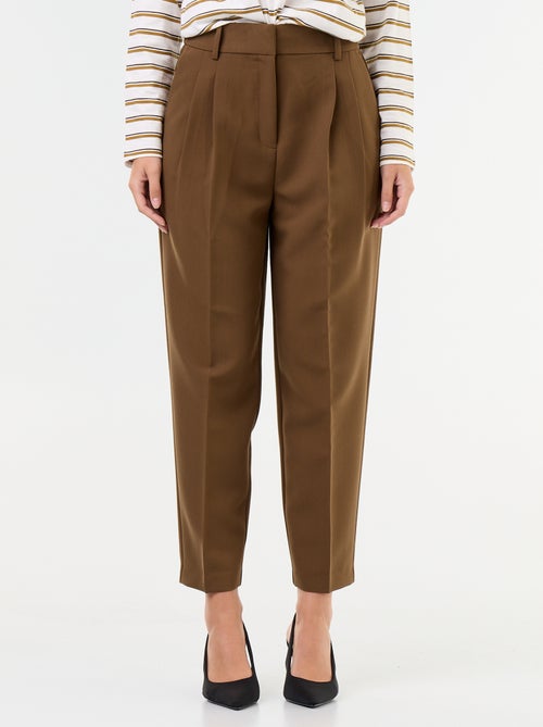 Pantalon coupe carotte taille haute - Kiabi