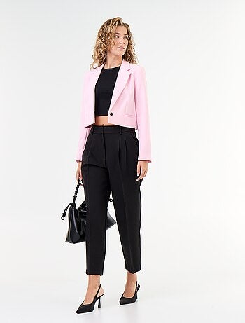 Pantalon coupe carotte taille haute