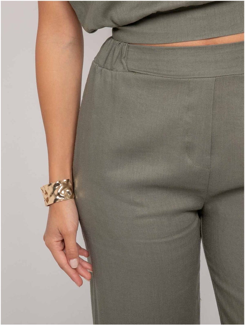 Pantalon coupe droite ecasa Kaki - Kiabi