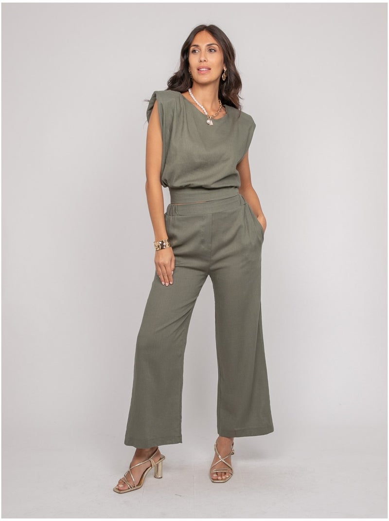 Pantalon coupe droite ecasa Kaki - Kiabi