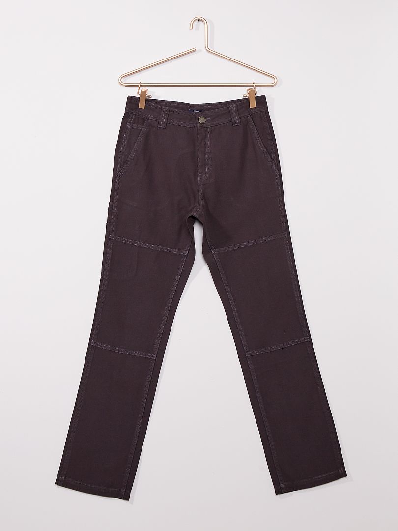 Pantalon coupe droite esprit charpentier gris foncé - Kiabi