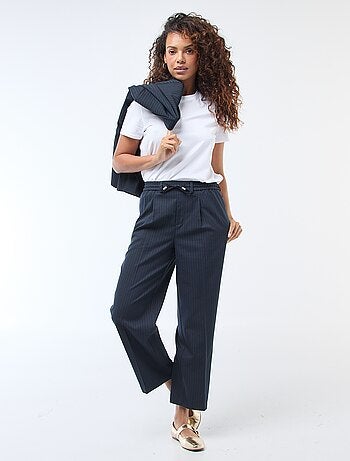 Pantalon coupe large à la taille élastiquée + liens à nouer