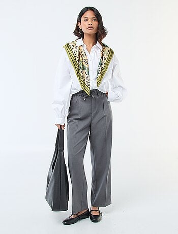 Pantalon coupe large à la taille élastiquée + liens à nouer