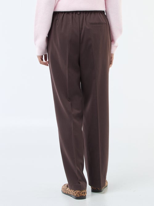 Pantalon coupe large à la taille élastiquée + liens à nouer - Kiabi