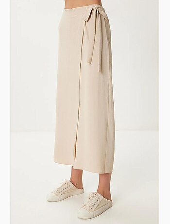 Pantalon court taille haute à jambes larges avec détail noué istanbul