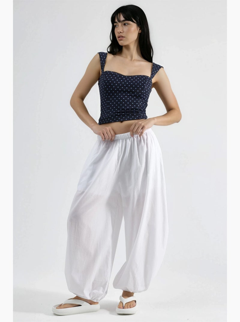 Pantalon crêpe à jambes larges busem Blanc - Kiabi
