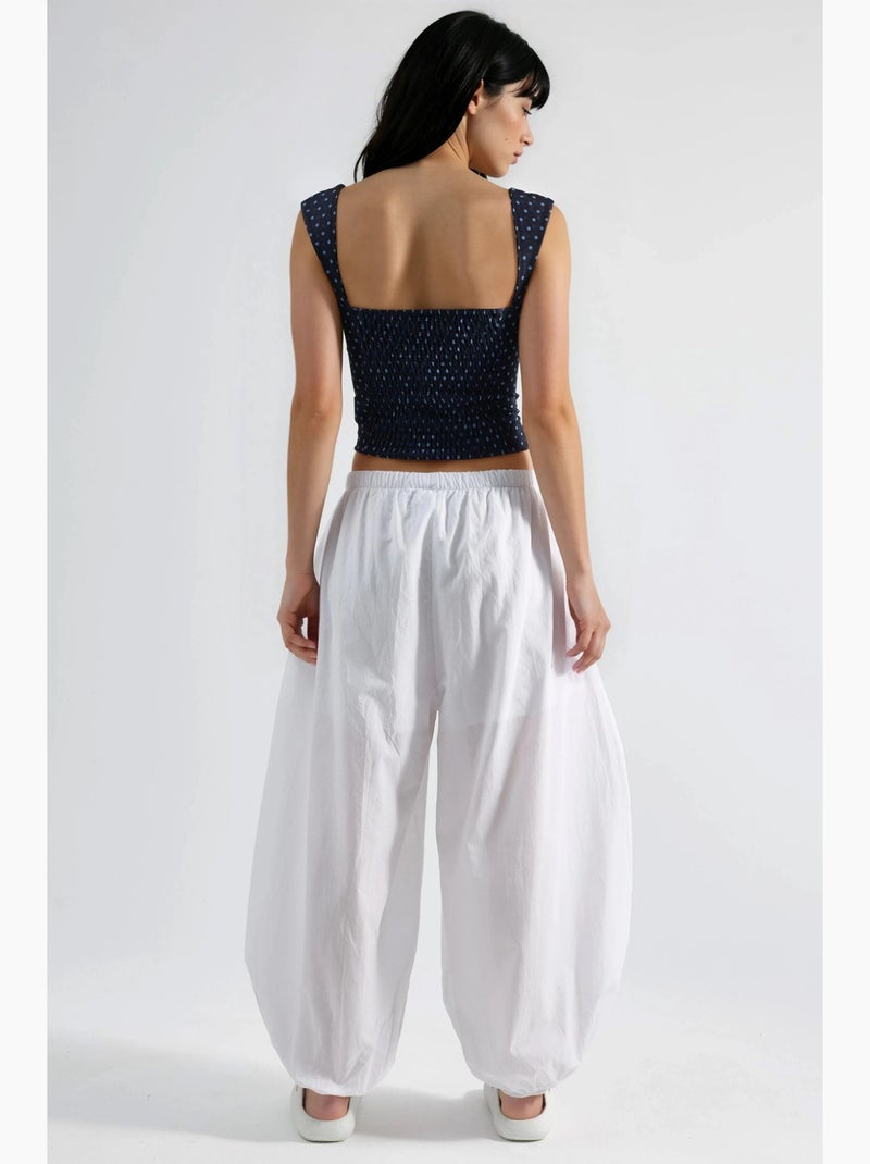 Pantalon crêpe à jambes larges busem Blanc - Kiabi