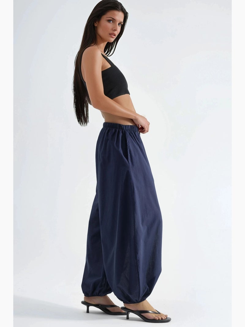 Pantalon crêpe à jambes larges busem Bleu marine - Kiabi