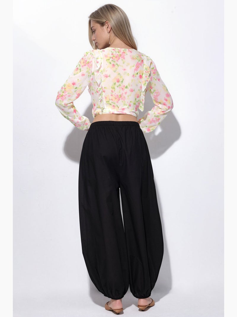 Pantalon crêpe à jambes larges busem Noir - Kiabi