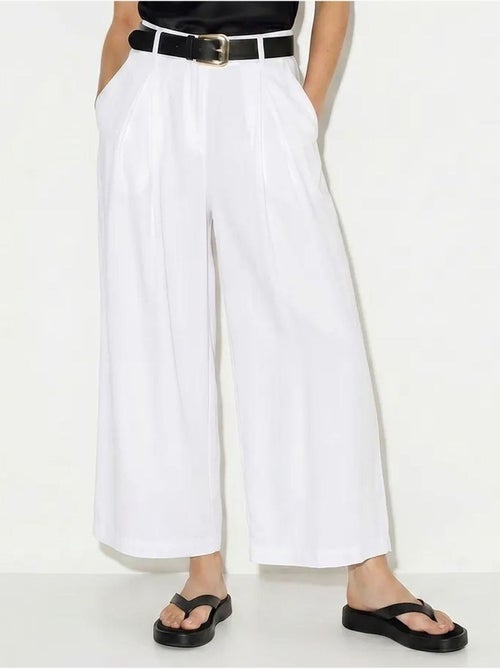 Pantalon culotte à taille haute et plis lucci - Kiabi