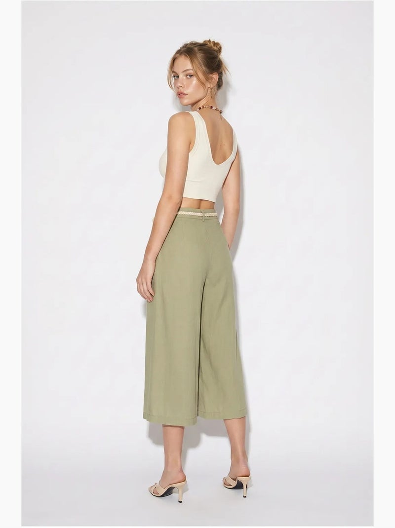 Pantalon culotte femme à taille élastique lucci Kaki - Kiabi