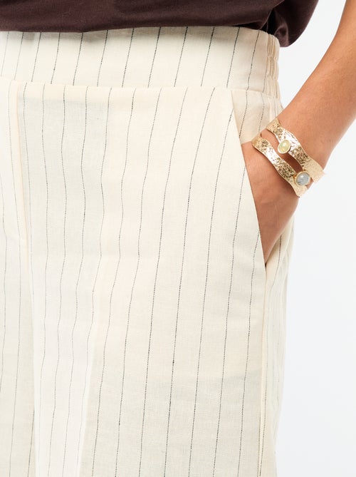 Pantalon culotte large en lin mélangé - Kiabi