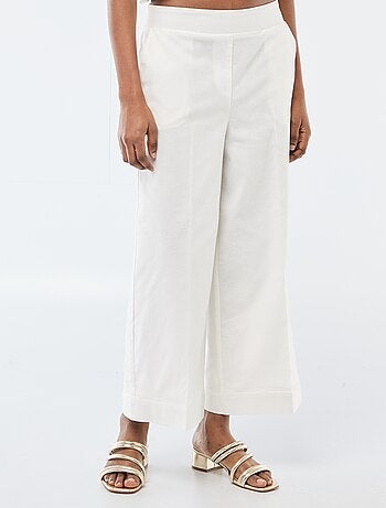 Pantalon culotte large en lin mélangé