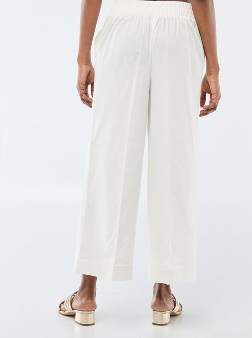Pantalon culotte large en lin mélangé - Kiabi