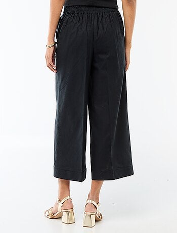 Pantalon culotte large en lin mélangé