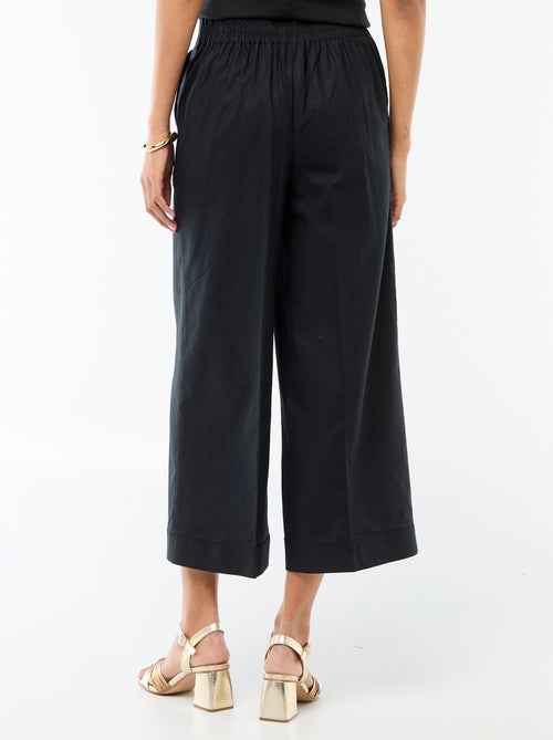 Pantalon culotte large en lin mélangé - Kiabi
