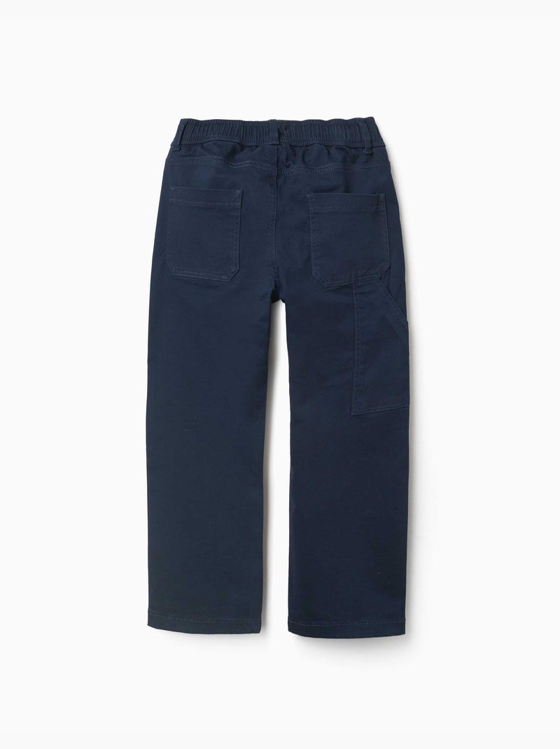 Pantalon de charpentier en sergé avec taille élastiquée Bleu foncé - Kiabi
