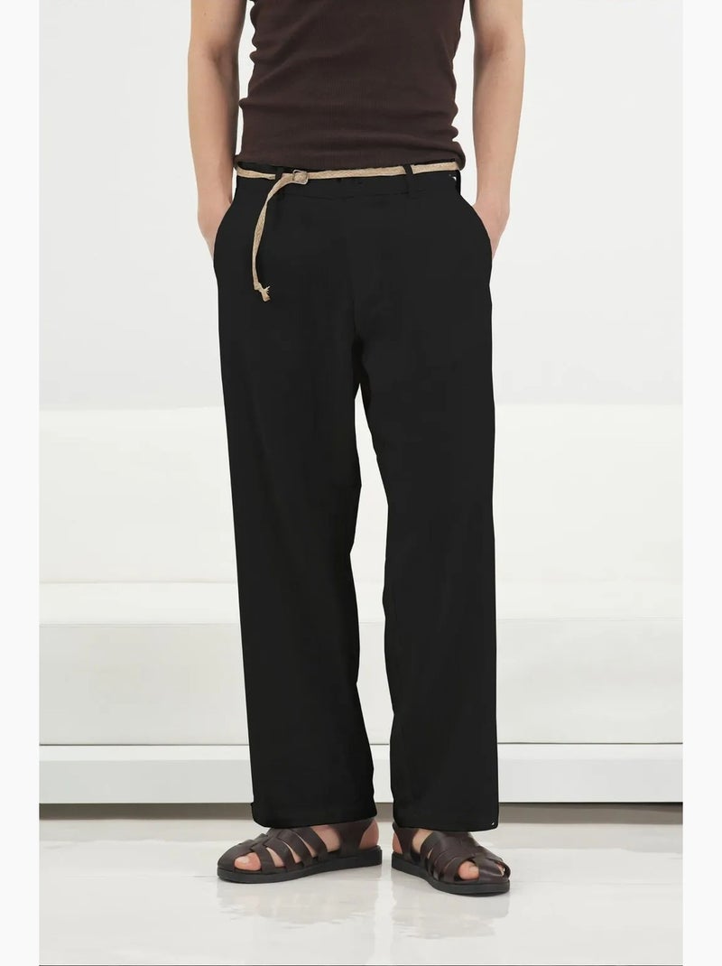 Pantalon de costume homme en lin et coton giesto Noir - Kiabi