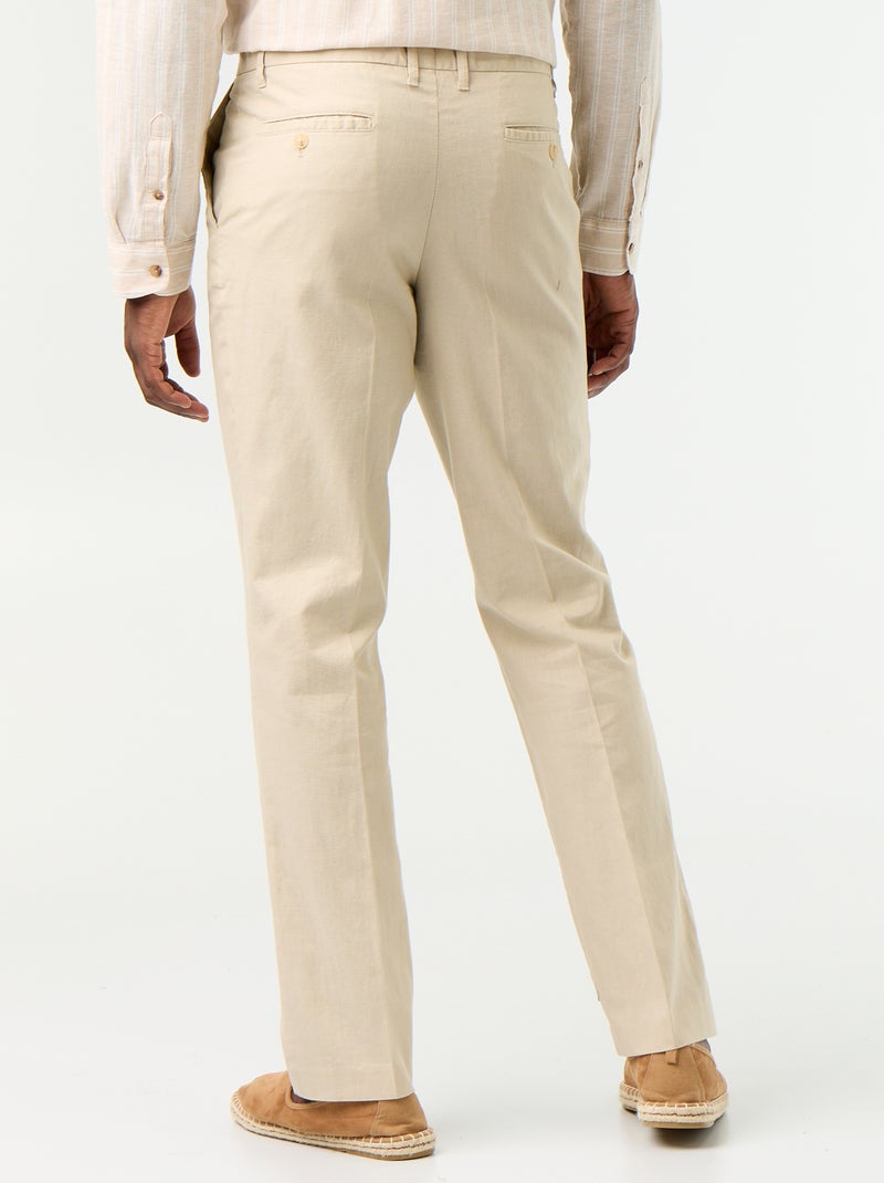 Pantalon de costume regular en lin mélangé Beige - Kiabi