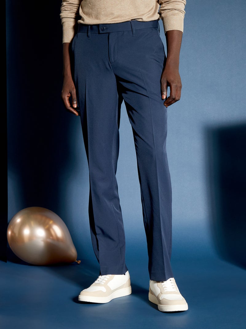 Pantalon de costume regular en twill bleu marine - Kiabi