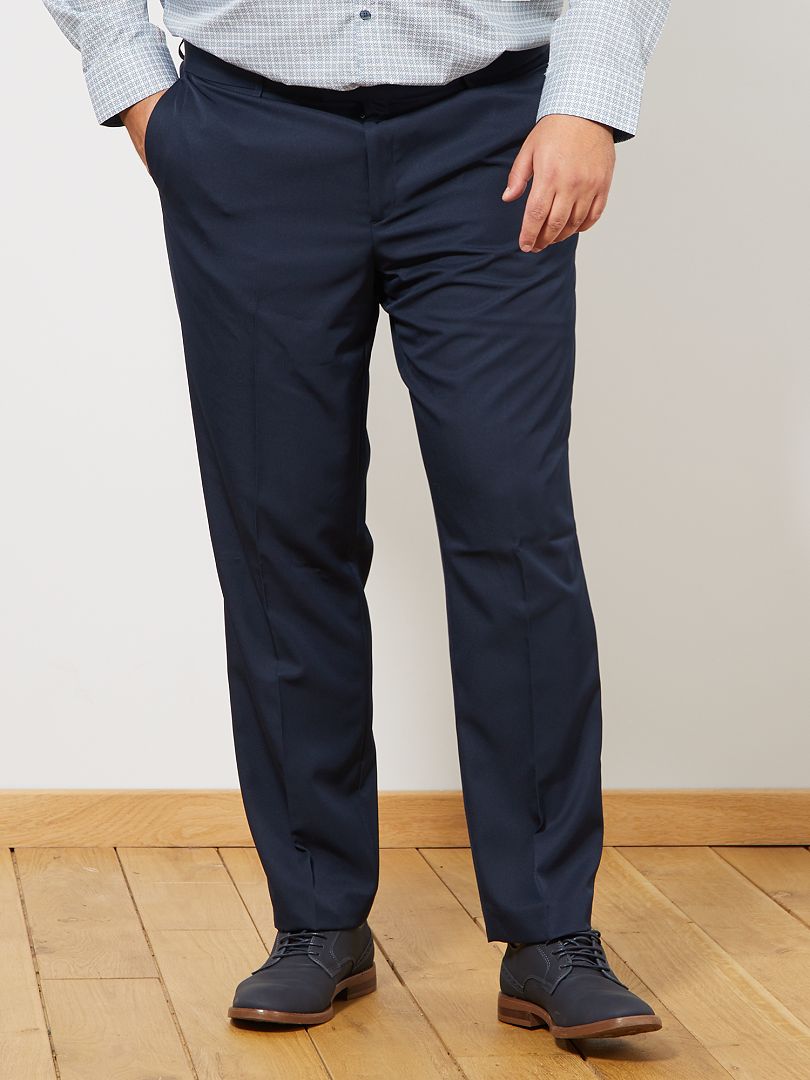 Pantalon de costume uni coupe droite bleu marine - Kiabi