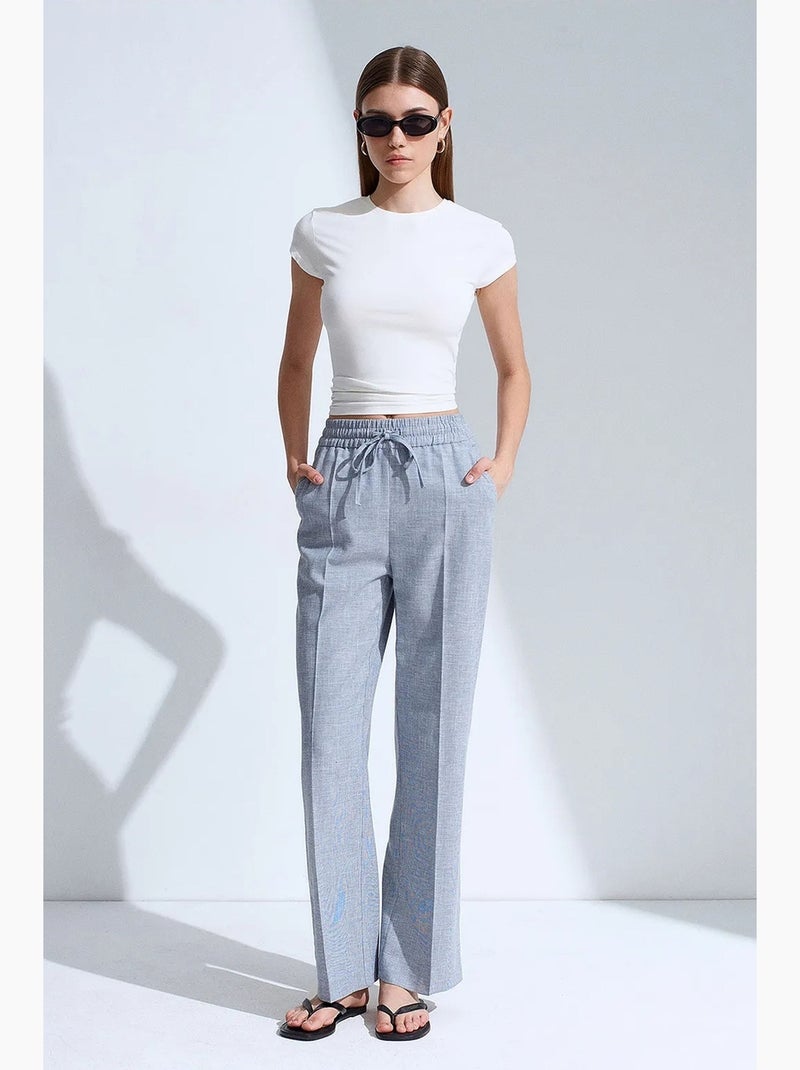 Pantalon de détente large en popeline dilvin Bleu clair - Kiabi