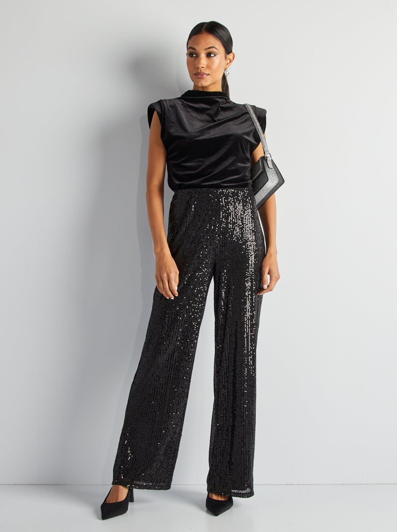 Pantalon de fêtes en sequins Noir - Kiabi