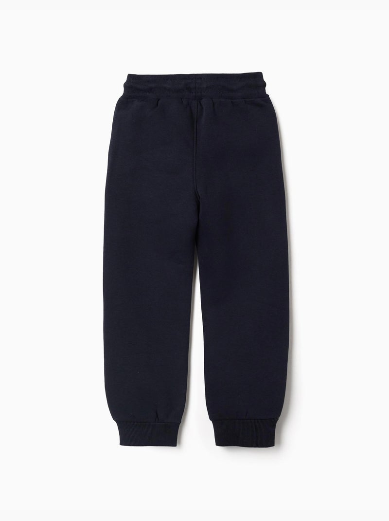 Pantalon de jogging ajusté en coton peigné avec imprimé Bleu foncé - Kiabi