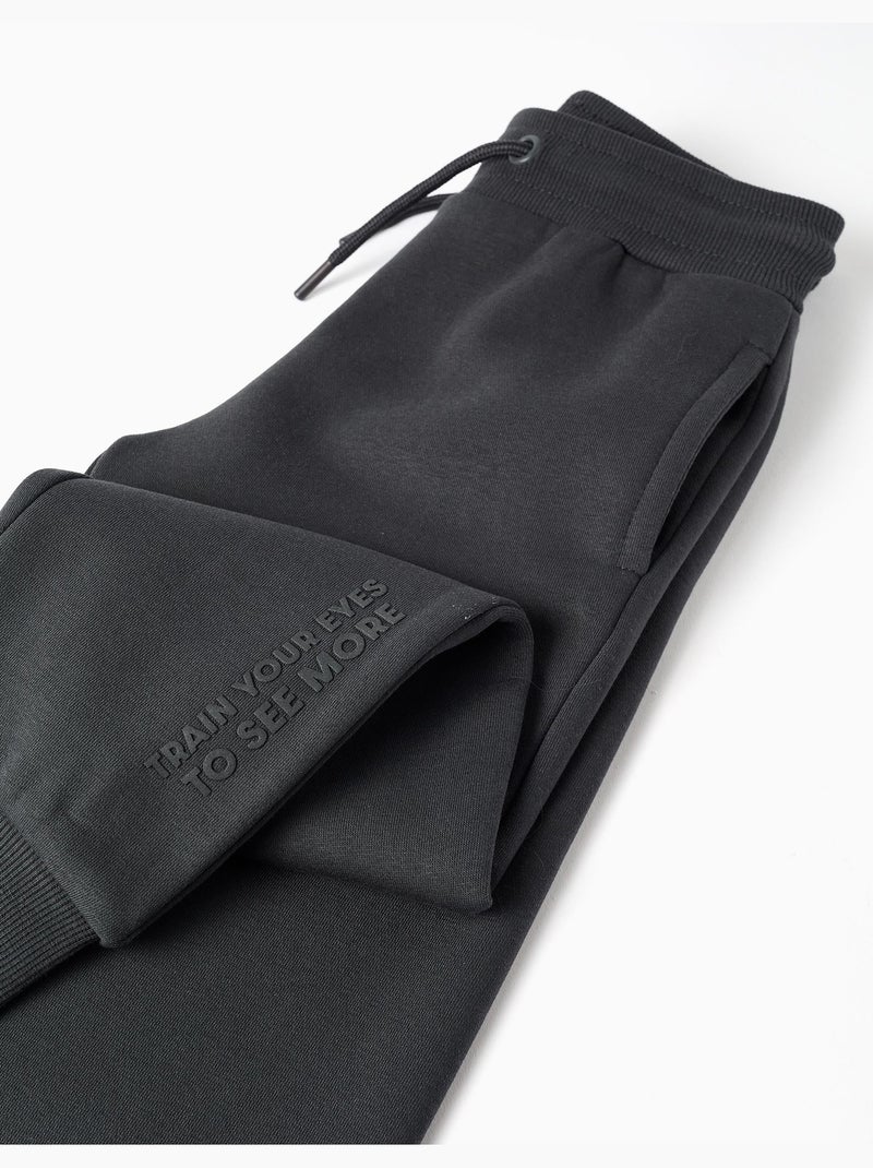 Pantalon de jogging ajusté en coton peigné avec imprimé Gris foncé - Kiabi