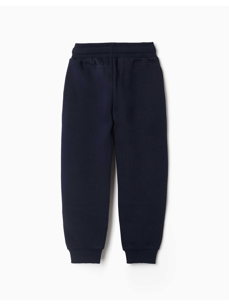 Pantalon de jogging ajusté en molleton avec cordon de serrage Bleu foncé - Kiabi