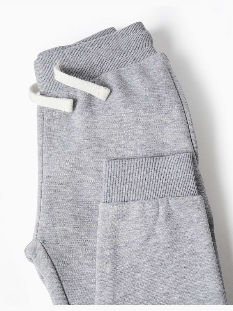 Pantalon de jogging ajusté en molleton avec cordon de serrage Gris - Kiabi