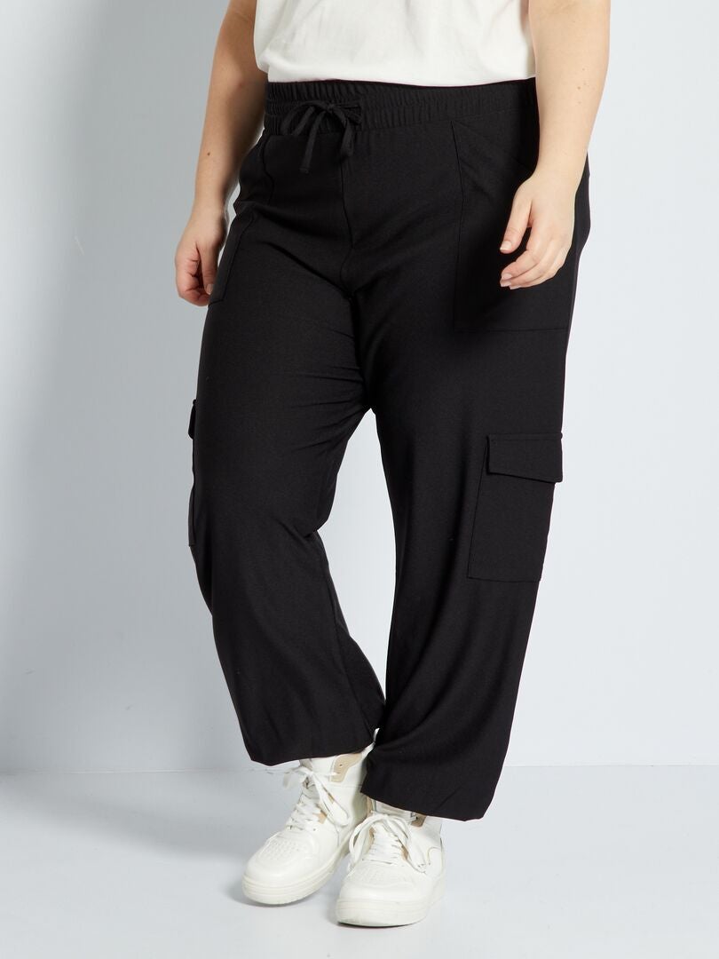 Pantalon Jogger Noir avec Poches à Fermeture Éclair