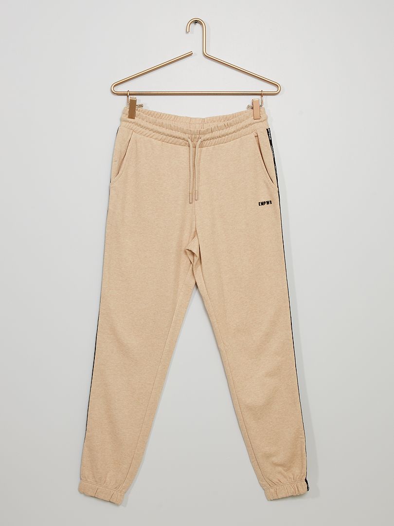 Pantalon de jogging bande imprimée beige chiné - Kiabi