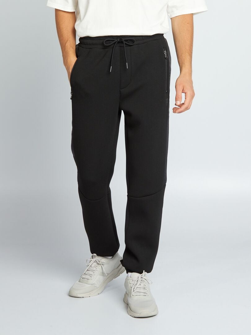 Pantalon de jogging bi-matière - Noir - Kiabi - 18.00€