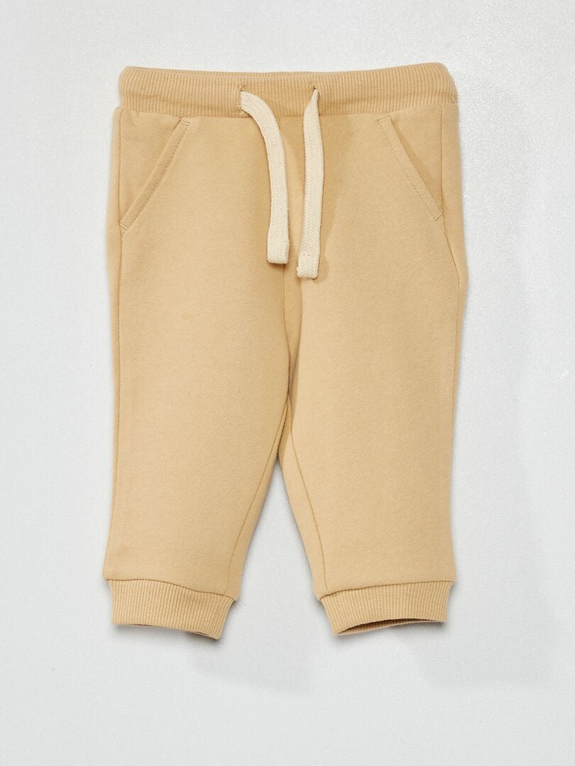 Pantalon de jogging en coton - Mixte Beige - Kiabi