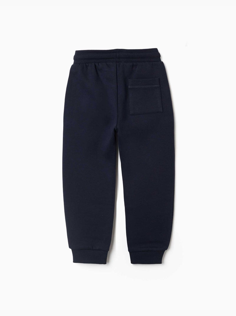 Pantalon de jogging en coton peigné avec cordon de serrage et poches Bleu foncé - Kiabi