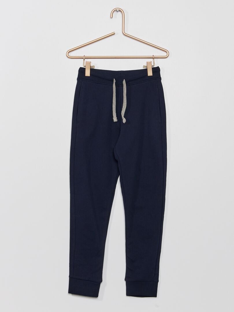 Pantalon de jogging en coton uni - Mixte bleu marine - Kiabi