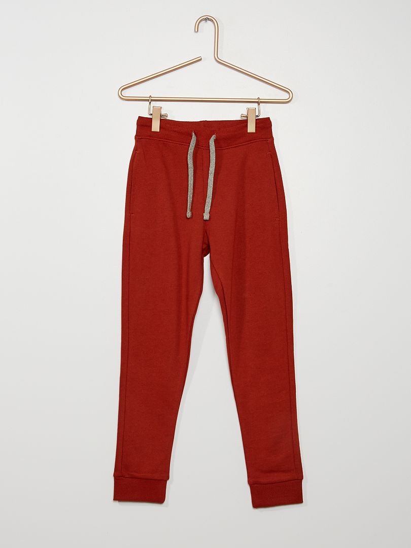Pantalon de jogging en coton uni - Mixte rouge/pourpre - Kiabi