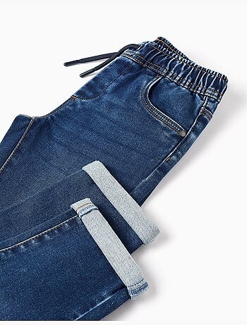 Pantalon de jogging en jean avec cordon de serrage et 5 poches